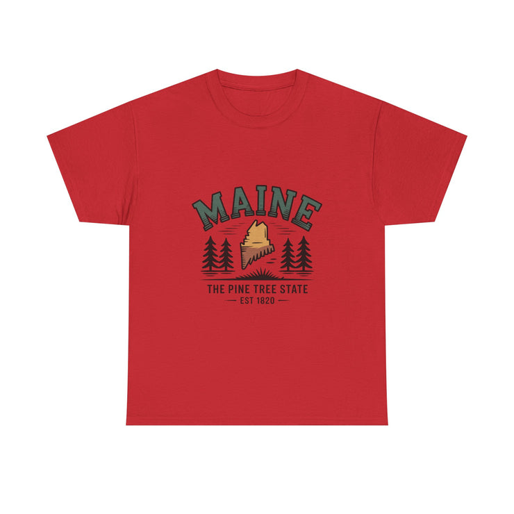 Maine Adventure Tee, Unisex Heavy Cotton T-Shirt, Casual Wear, Nature Lover Gift, Vacation Souvenir, Summer Outfit, USA States Design