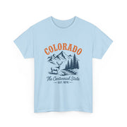 Colorado Adventure Unisex Heavy Cotton Tee, Outdoor Shirt, Gift for Nature Lovers, Travel Tee, USA State Design