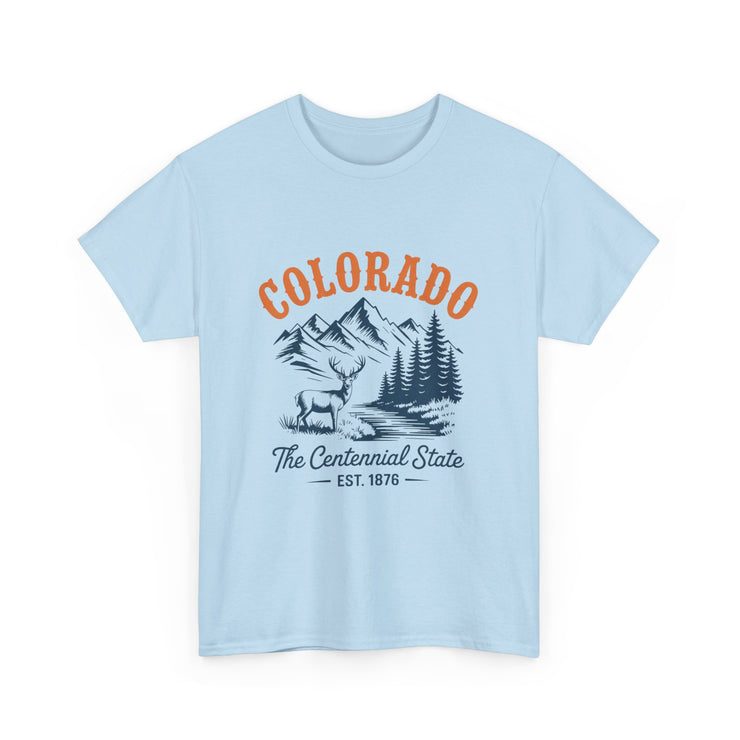 Colorado Adventure Unisex Heavy Cotton Tee, Outdoor Shirt, Gift for Nature Lovers, Travel Tee, USA State Design