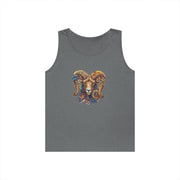 Bohemian Floral Ram Tank Top - Unisex Cotton Singlet, Artistic Apparel, Summer Wear, Festival Fashion, Nature Lover Gift