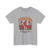 Indiana Floral T-Shirt, Unisex Heavy Cotton Tee for Hoosier State Lovers, Casual Wear, Gift for Indiana Residents, Summer Style