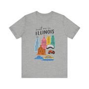 Illinois Graphic Tee | Unisex Short Sleeve T-Shirt, Illinois Souvenir Shirt, Travel Gift, Casual Wear, USA States Design
