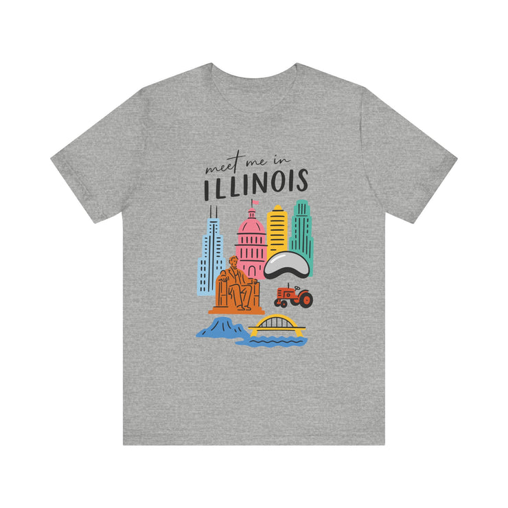 Illinois Graphic Tee | Unisex Short Sleeve T-Shirt, Illinois Souvenir Shirt, Travel Gift, Casual Wear, USA States Design