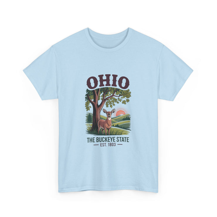 Ohio Vintage Graphic Tee, Unisex Cotton Shirt, Buckeye State Gift, Nature Lover Tee, Casual Wear, Ohio Pride Clothing, USA States Design