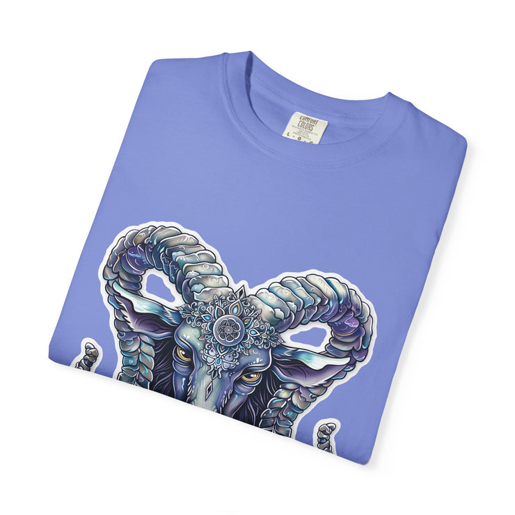 Mystical Ram Graphic Unisex T-shirt, Boho Tee, Astrology Shirt, Spiritual Gift, Festival Wear, Unique Graphic Tee