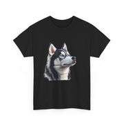 Siberian Husky Heavy Cotton Tee, Cozy Dog Lover Shirt, Unisex Graphic Tee, Pet Owner Gift, Cute Animal Apparel