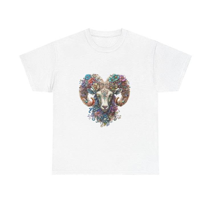 Bohemian Ram Heart Tee, Unisex Shirt, Festival Wear, Nature Lover Gift, Eco-Friendly Fashion, Gift for Him/Her