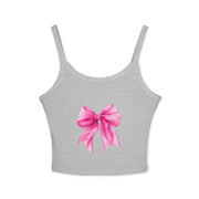 Pink Bow Spaghetti Strap Tank Top, Cute Summer Top, Women’s Fashion, Gift for Her, Casual Outfit, Beachwear