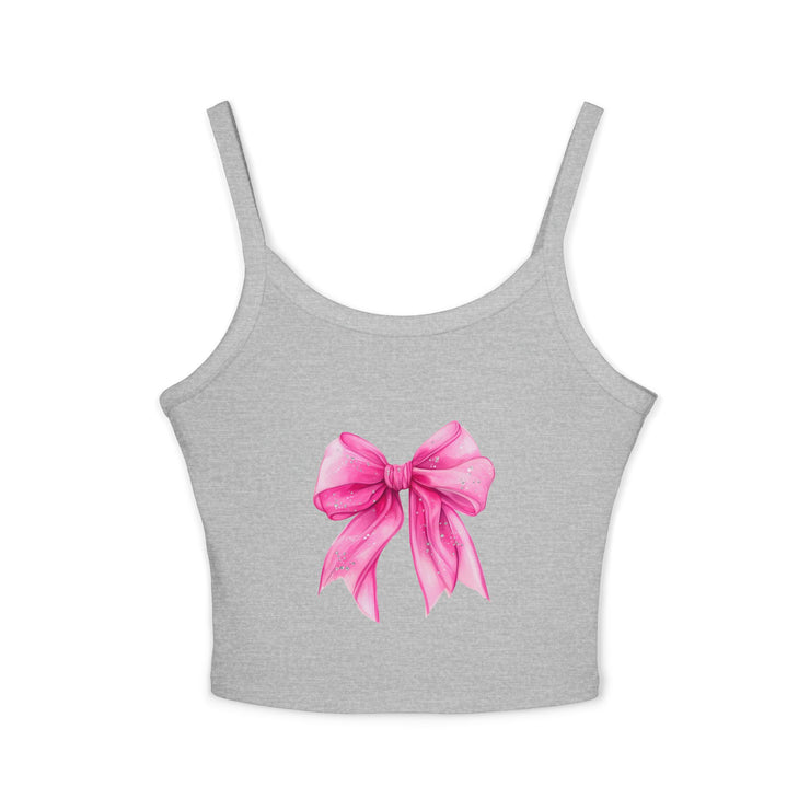Pink Bow Spaghetti Strap Tank Top, Cute Summer Top, Women’s Fashion, Gift for Her, Casual Outfit, Beachwear
