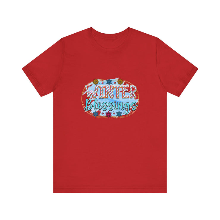Winter Blessings Unisex Jersey Tee, Cozy Winter T-shirt, Holiday Gift, Seasonal Apparel, Comfortable Casual Wear