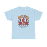 Indiana Floral T-Shirt, Unisex Heavy Cotton Tee for Hoosier State Lovers, Casual Wear, Gift for Indiana Residents, Summer Style