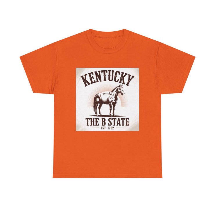 Kentucky Heritage Unisex Heavy Cotton Tee, Vintage Graphic Shirt, Horse Lover Gift, Authentic State Pride Apparel, Casual Everyday Wear, USA States Design