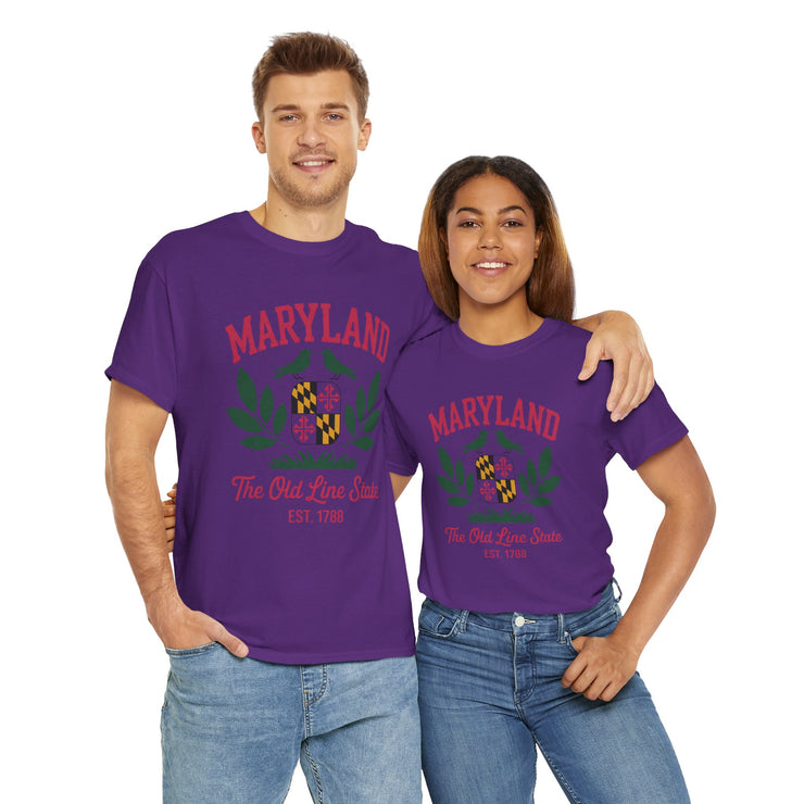 Maryland Heritage Tee | Unisex Cotton Shirt, Old Line State Apparel, Travel Souvenir, Gift for Maryland Lovers, Vintage Maryland Design,USA States Design