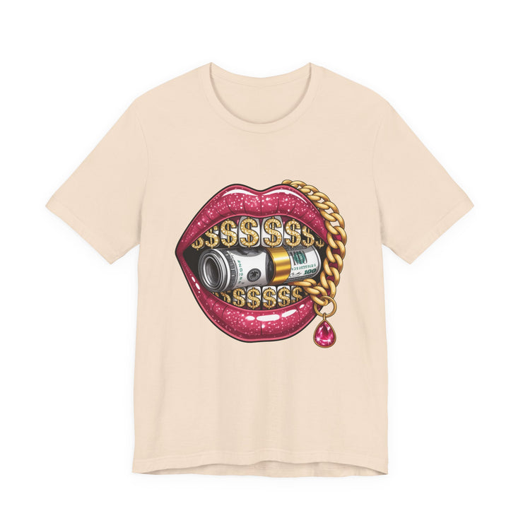 Glamorous Money Lips Tee, Trendy Graphic Shirt, Fashion Statement Tee, Gift for Her, Casual Streetwear