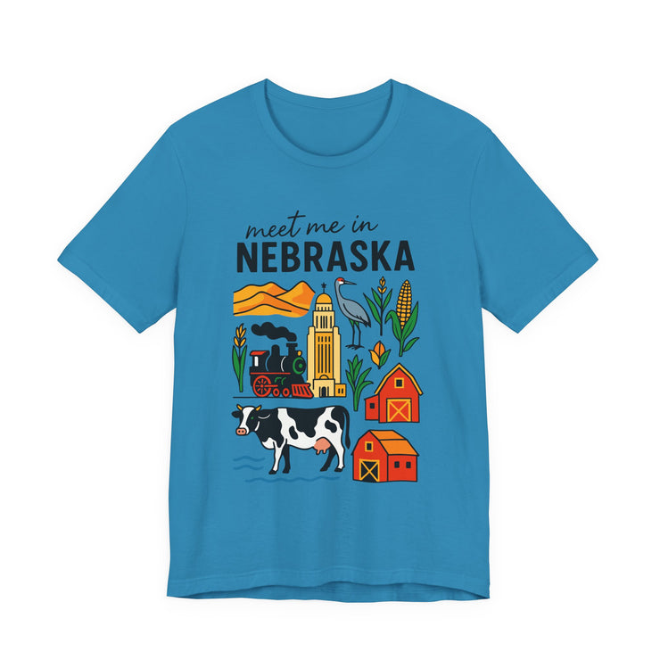 Nebraska Graphic Tee, Unisex Jersey Short Sleeve Tee, Souvenir Shirt, USA States Design