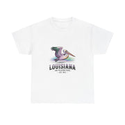 Louisiana Pelican Unisex Heavy Cotton Tee, Coastal Vibes Shirt, Gift for Louisiana Lovers, Casual Wear, Beach Trip T-Shirt, USA States Design