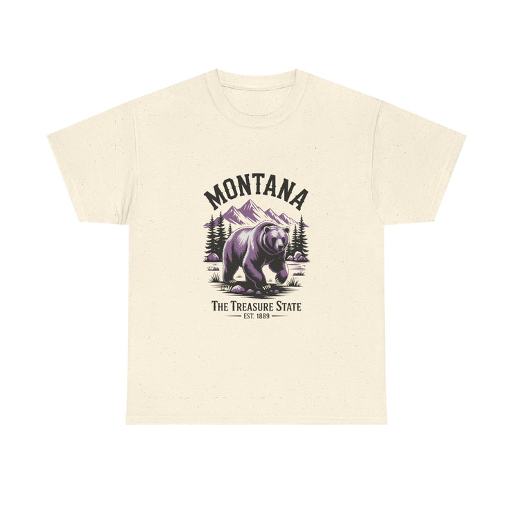 Montana Bear Graphic Tee | Unisex Heavy Cotton Tee, Adventure Shirt, Nature Lover Gift, Hiking Apparel, Travel Tee, Wilderness Wear, USA States Design