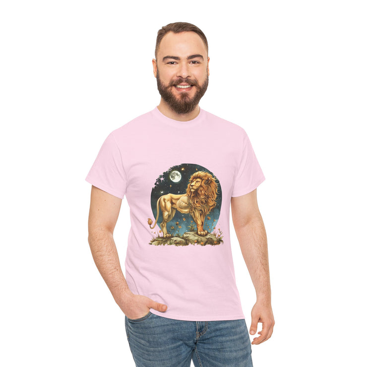 Majestic Lion Tee, Unisex Heavy Cotton Tee, Astrology T-Shirt, Animal Lover Gift, Birthday Present, Casual Style