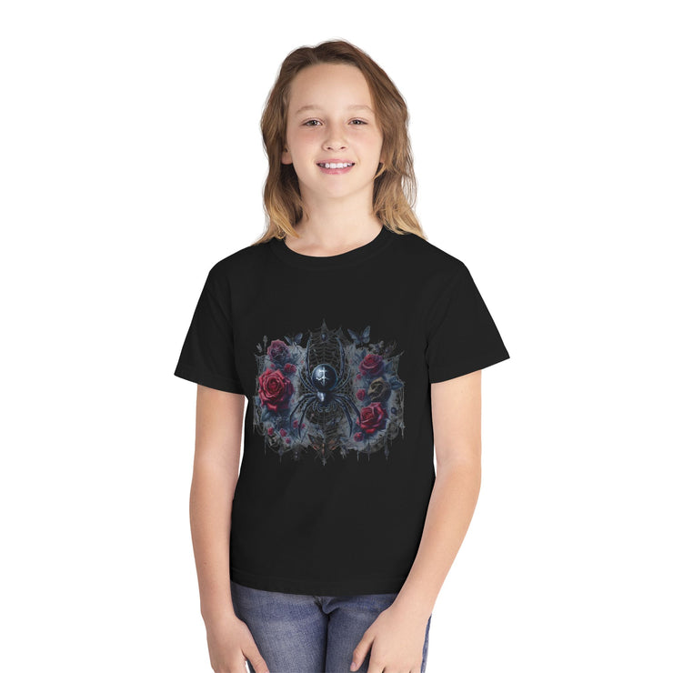Gothic Spider Youth Tee - Cool Graphic Shirt for Teens, Alternative Fashion, Halloween Costume, Unique Gift, Everyday Wear