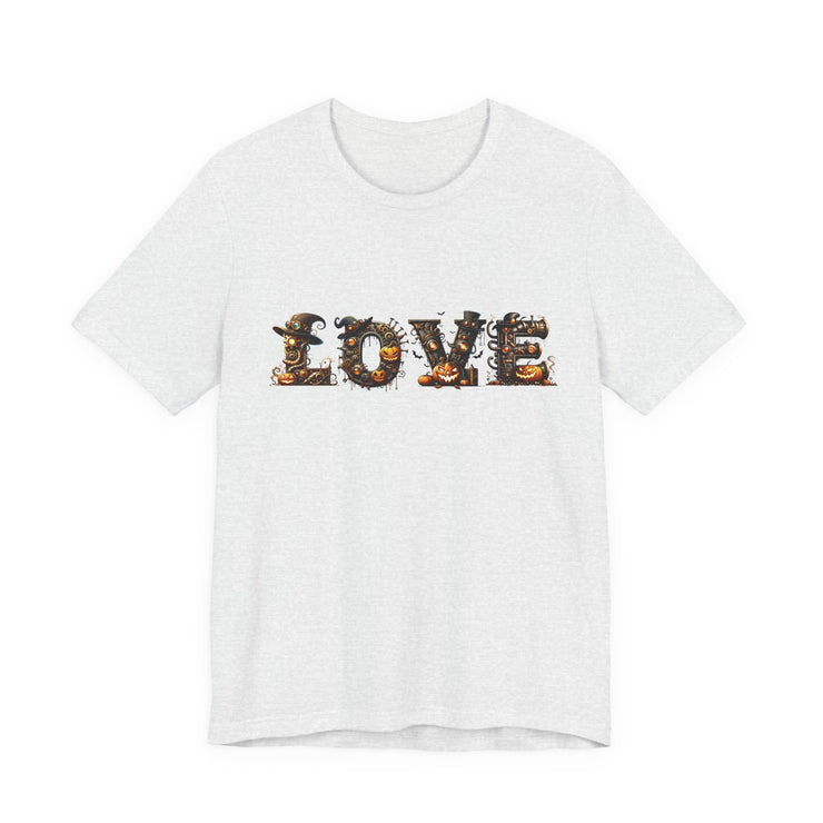 Love Typography Unisex Tee, Casual Love Shirt, Gift for Her, Heartfelt Tee, Valentine's Day Gift, Halloween Design