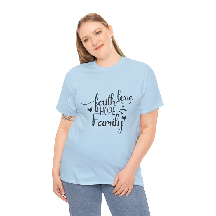 Faith, Hope, Love Family Tee - Unisex Heavy Cotton Shirt for Family Gatherings, Gifts, Celebrations, Casual Wear