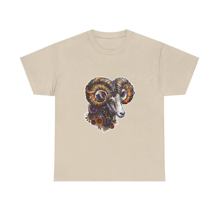 Bohemian Ram Graphic Tee, Casual Apparel, Gift for Animal Lovers, Festival Wear, Unisex T-Shirt, Nature-Inspired Clothing
