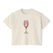 Floral Glam Women's Boxy Tee, Summer Casual Top, Gift for Her, Party Wear, Trendy Graphic Shirt Women T-Shirt
