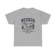 Nevada Graphic Unisex Heavy Cotton Tee, Casual Wear, State Pride Shirt, Travel Gift, Summer Clothing, USA States Design