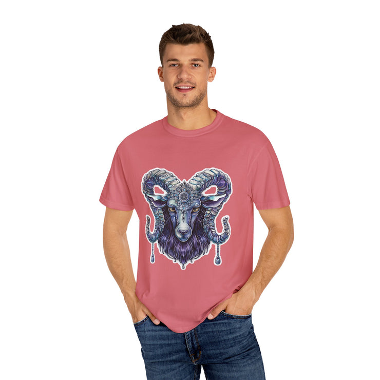 Mystical Ram Graphic Unisex T-shirt, Boho Tee, Astrology Shirt, Spiritual Gift, Festival Wear, Unique Graphic Tee