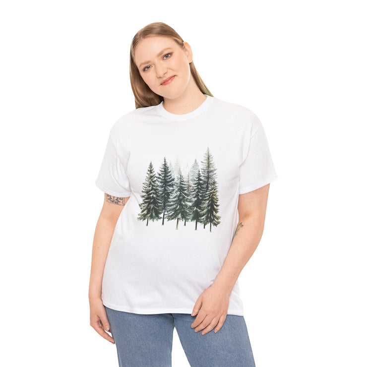 Nature-Inspired Unisex Heavy Cotton Tee, Forest T-Shirt, Outdoor Lifestyle Apparel, Eco-Friendly Gift, Casual Wear, Nature Lover's Top