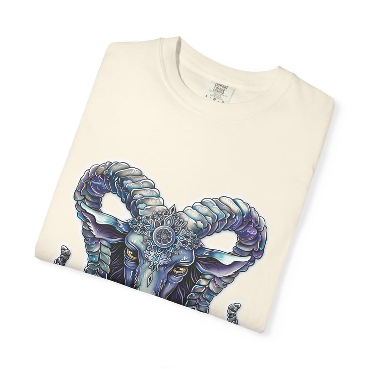 Mystical Ram Graphic Unisex T-shirt, Boho Tee, Astrology Shirt, Spiritual Gift, Festival Wear, Unique Graphic Tee