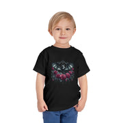 Toddler Halloween Bat Tee, Cute Toddler T-Shirt, Kids Halloween Apparel, Spooky Party Outfit, Bat and Roses Design