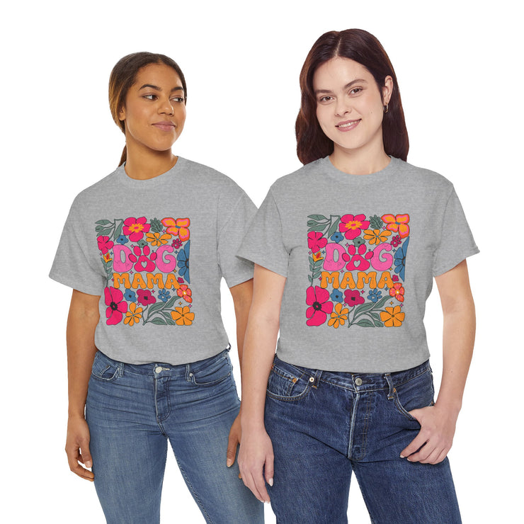 Dog Mama Floral Tee, Cute Dog Mom T-Shirt, Flower Design Unisex Cotton Shirt, Pet Lover Gift,