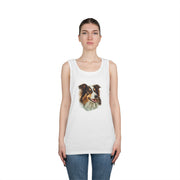 Dog Lover's Unisex Heavy Cotton Tank Top - Cute Pet Art, Custom Gift for Dog Owners, Summer Casual Wear, Animal Lover Apparel