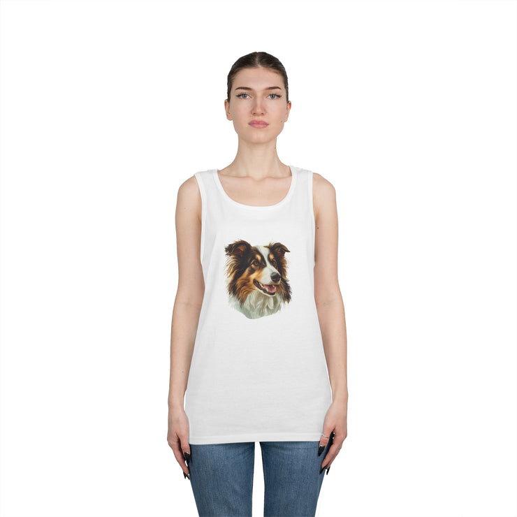 Dog Lover's Unisex Heavy Cotton Tank Top - Cute Pet Art, Custom Gift for Dog Owners, Summer Casual Wear, Animal Lover Apparel