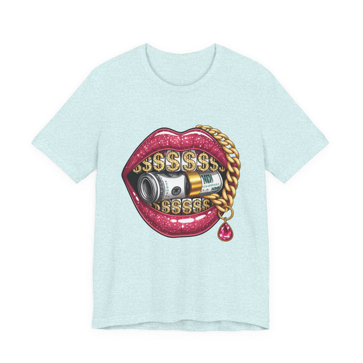 Glamorous Money Lips Tee, Trendy Graphic Shirt, Fashion Statement Tee, Gift for Her, Casual Streetwear