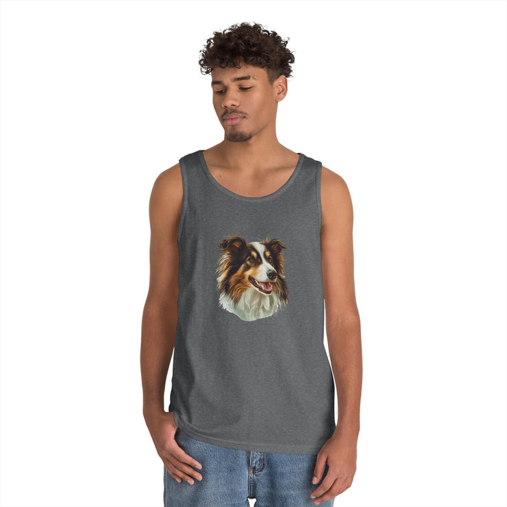 Dog Lover's Unisex Heavy Cotton Tank Top - Cute Pet Art, Custom Gift for Dog Owners, Summer Casual Wear, Animal Lover Apparel