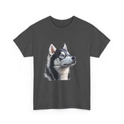 Siberian Husky Heavy Cotton Tee, Cozy Dog Lover Shirt, Unisex Graphic Tee, Pet Owner Gift, Cute Animal Apparel