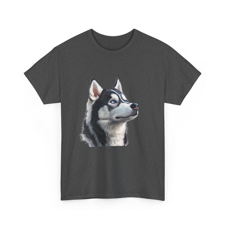 Siberian Husky Heavy Cotton Tee, Cozy Dog Lover Shirt, Unisex Graphic Tee, Pet Owner Gift, Cute Animal Apparel