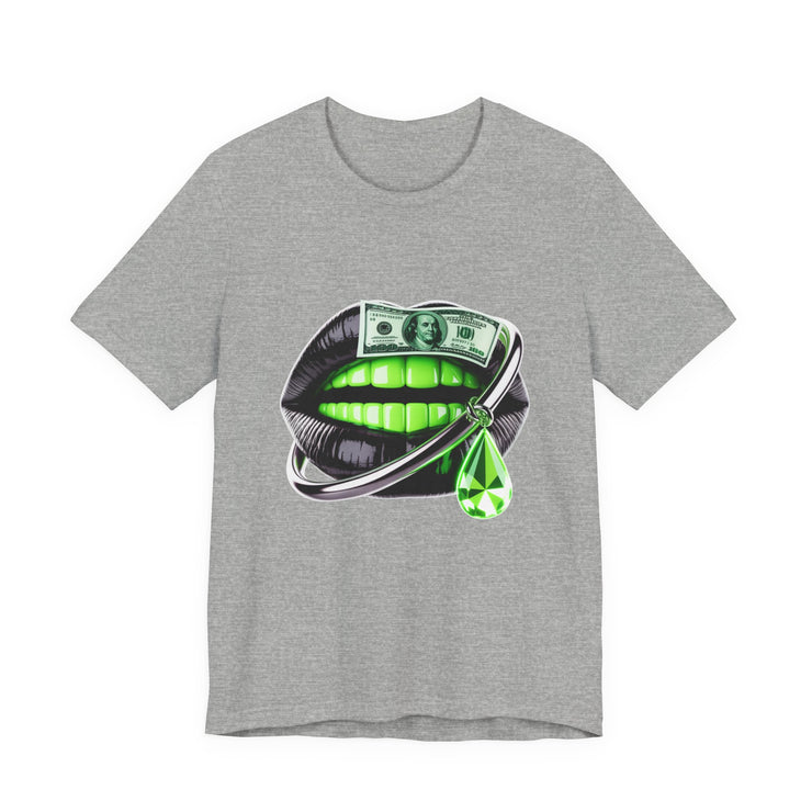 Green Glam Lip Graphic Tee | Unisex Jersey Short Sleeve Shirt, Fashion Tee, Trendy T-shirt, Gift for Her, Casual Wear