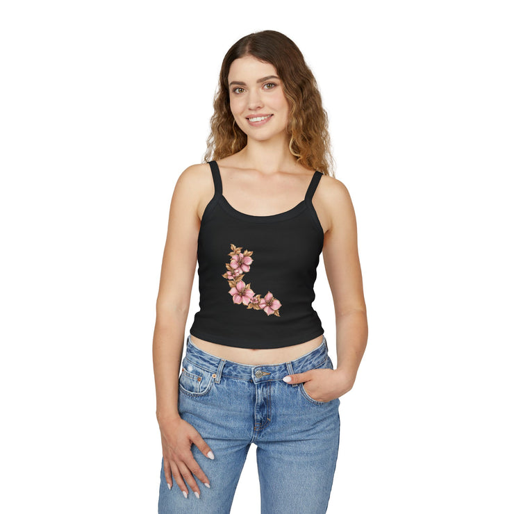 Floral Initials Women's Tank Top, Summer Top, Floral Tank, Personalized Spaghetti Strap, Gift for Her, Casual Wear, Everyday Style