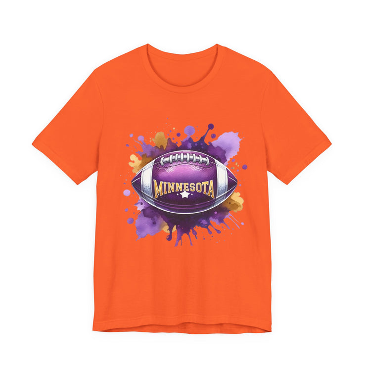 Minnesota Football Splash Tee, Unisex Short Sleeve, Sports Fan Shirt, Game Day Apparel, Football Design, Sports Design