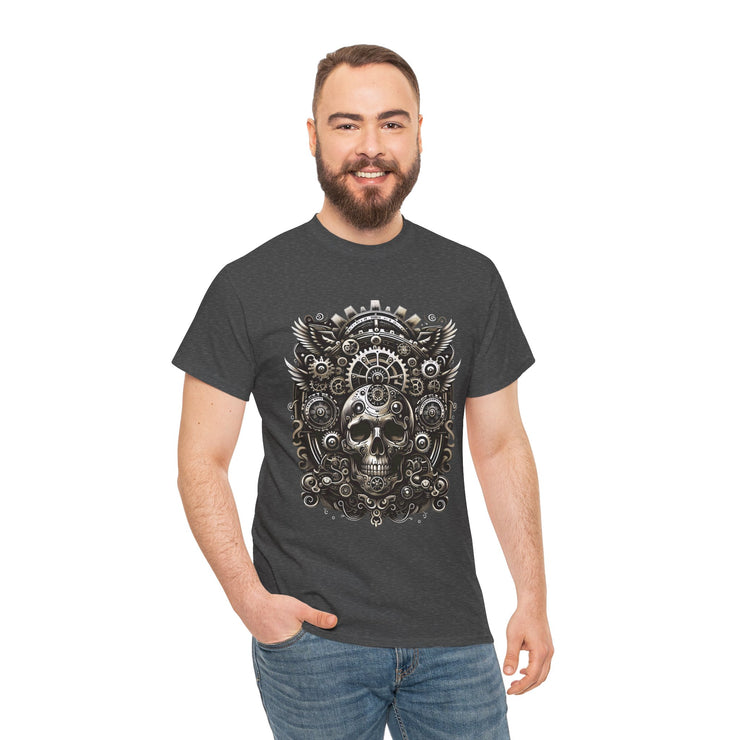 Gothic Skull Tee - Unisex Heavy Cotton T-Shirt, Unique Graphic Shirt, Casual Wear, Edgy Fashion, Gift for Him/Her, Halloween Style