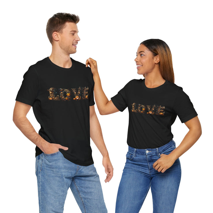 Love Typography Unisex Tee, Casual Love Shirt, Gift for Her, Heartfelt Tee, Valentine's Day Gift, Halloween Design