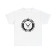 US Navy Emblem Unisex Heavy Cotton Tee | Military Apparel, Casual Wear, Gift for Veterans, Patriotic Shirt, Marine Life