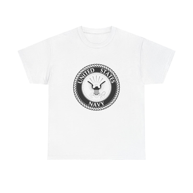 US Navy Emblem Unisex Heavy Cotton Tee | Military Apparel, Casual Wear, Gift for Veterans, Patriotic Shirt, Marine Life