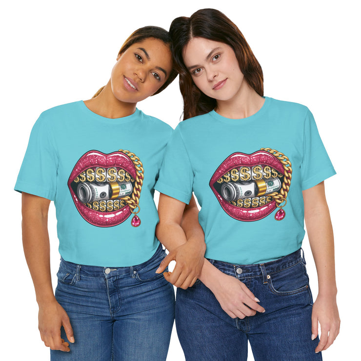 Glamorous Money Lips Tee, Trendy Graphic Shirt, Fashion Statement Tee, Gift for Her, Casual Streetwear