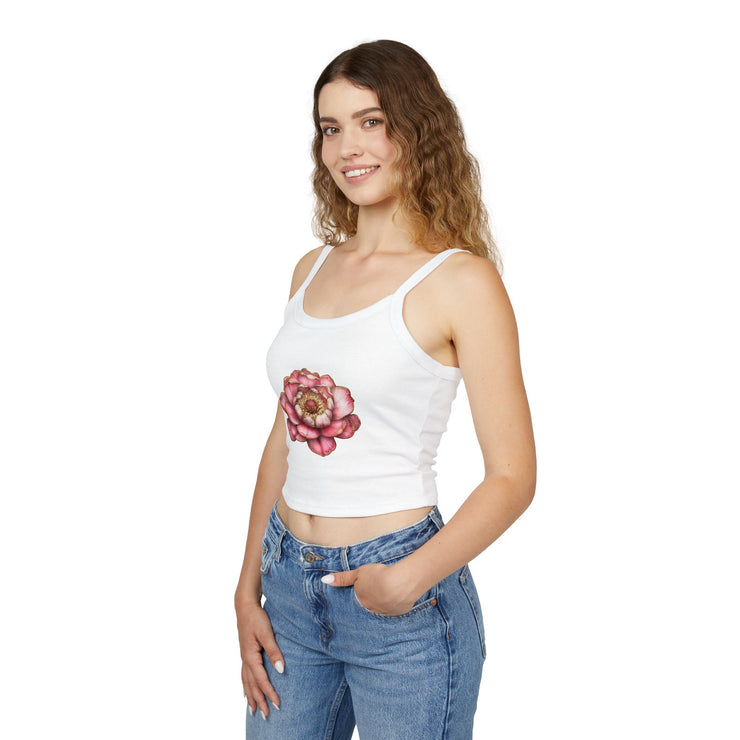 Floral Women's Spaghetti Strap Tank Top, Summer Top, Flower Graphic Tee, Beachwear, Gift for Her, Casual Wear