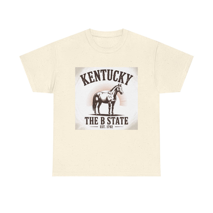 Kentucky Heritage Unisex Heavy Cotton Tee, Vintage Graphic Shirt, Horse Lover Gift, Authentic State Pride Apparel, Casual Everyday Wear, USA States Design