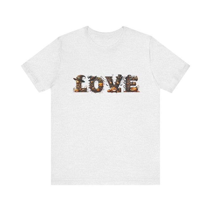 Love Typography Unisex Tee, Casual Love Shirt, Gift for Her, Heartfelt Tee, Valentine's Day Gift, Halloween Design